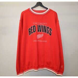 90s Logo Athletic Detroit Red Wings Hockey Sweatshirt Men’s 2XL Red Pullover